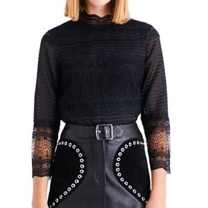 Maje Black Lace Top maje lizie top